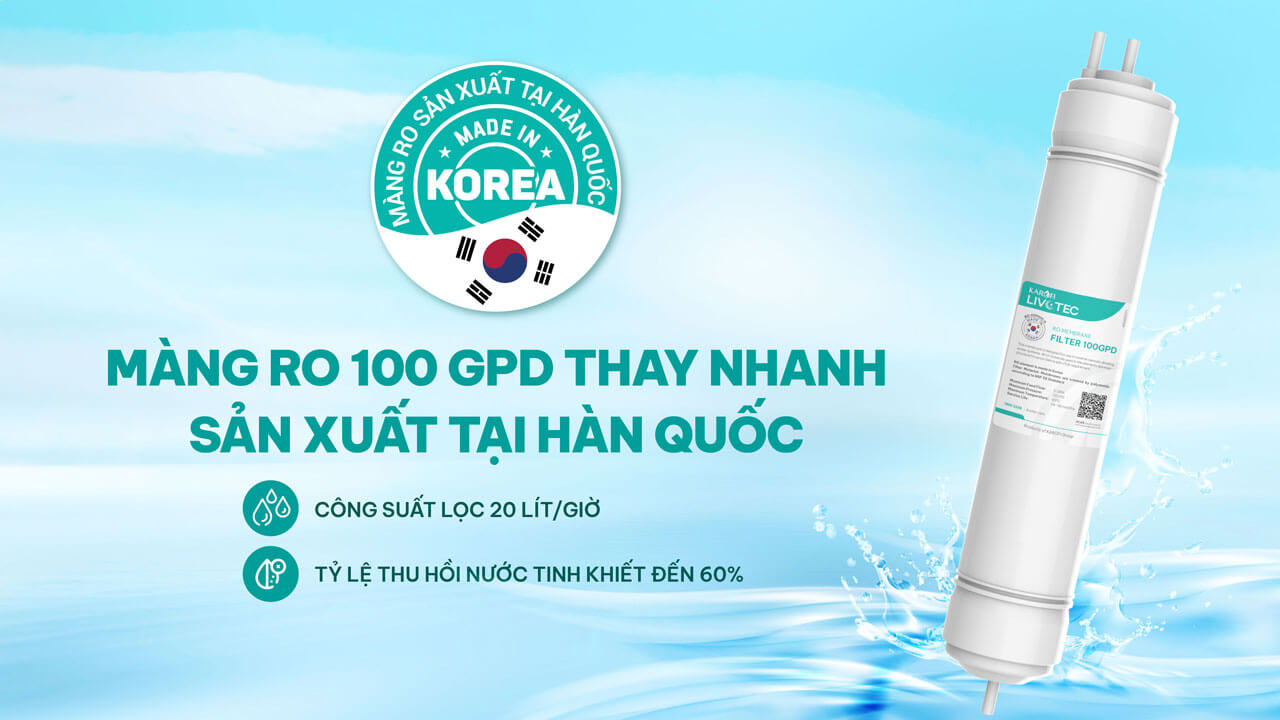 Màng Ro 100 GPD thay nhanh sản xuất tại Hàn Quốc Màng Ro 100 GPD thay nhanh sản xuất tại Hàn Quốc