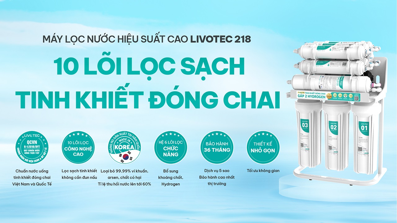 Máy lọc nước Karofi Livotec 218 - Chuẩn nước tinh khiết đóng chai