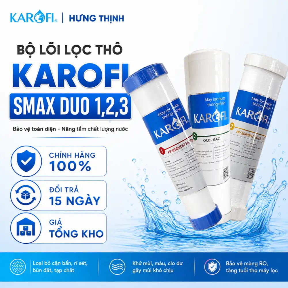 Bộ Lõi Lọc Thô Karofi Smax Duo Bộ 3 lõi lọc thô Karofi Smax Duo chính hãng giá tốt - Karofi Hưng Thịnh