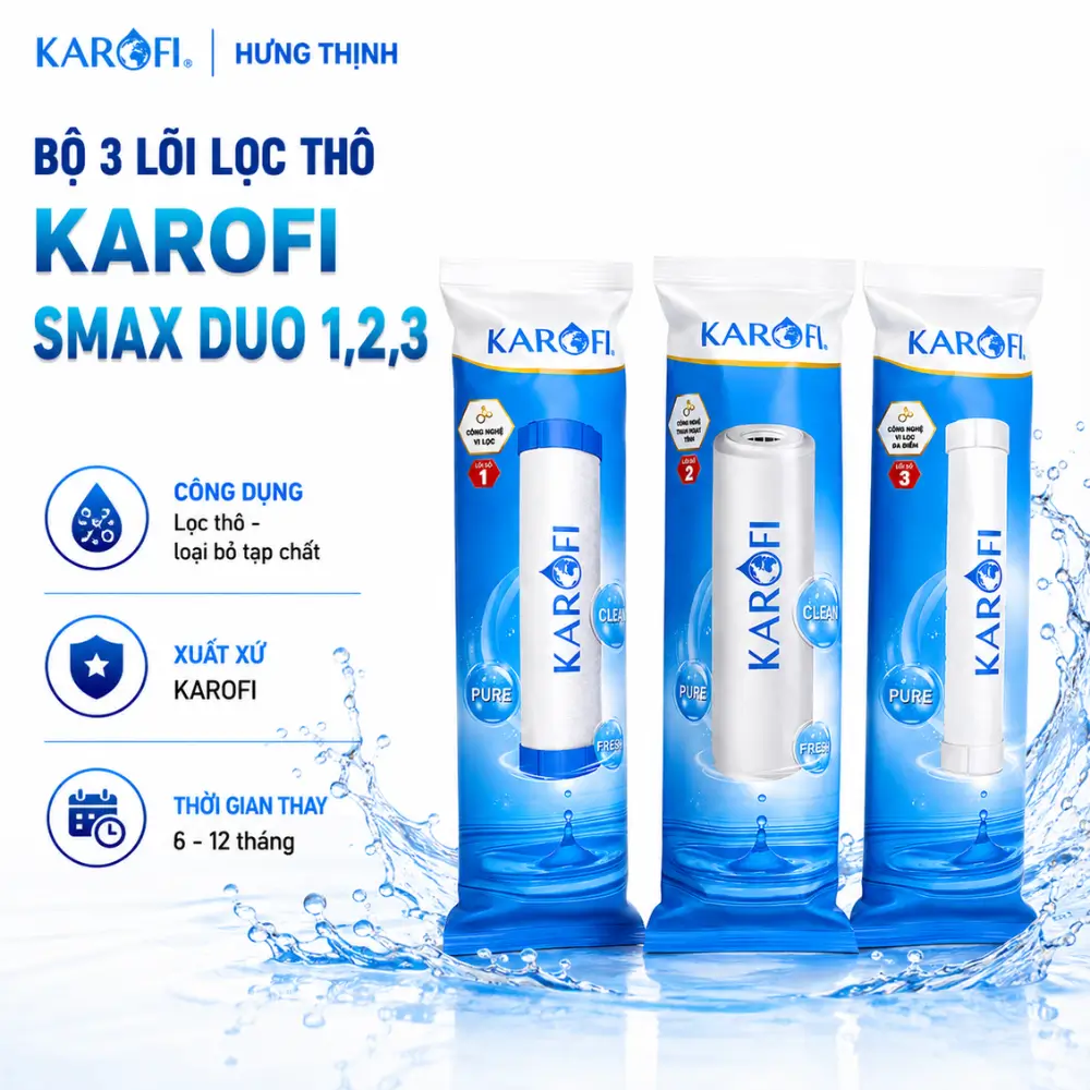 Bộ Lõi Lọc Thô Karofi Smax Duo Bộ 3 lõi lọc thô Karofi Smax Duo chính hãng - Karofi Hưng Thịnh