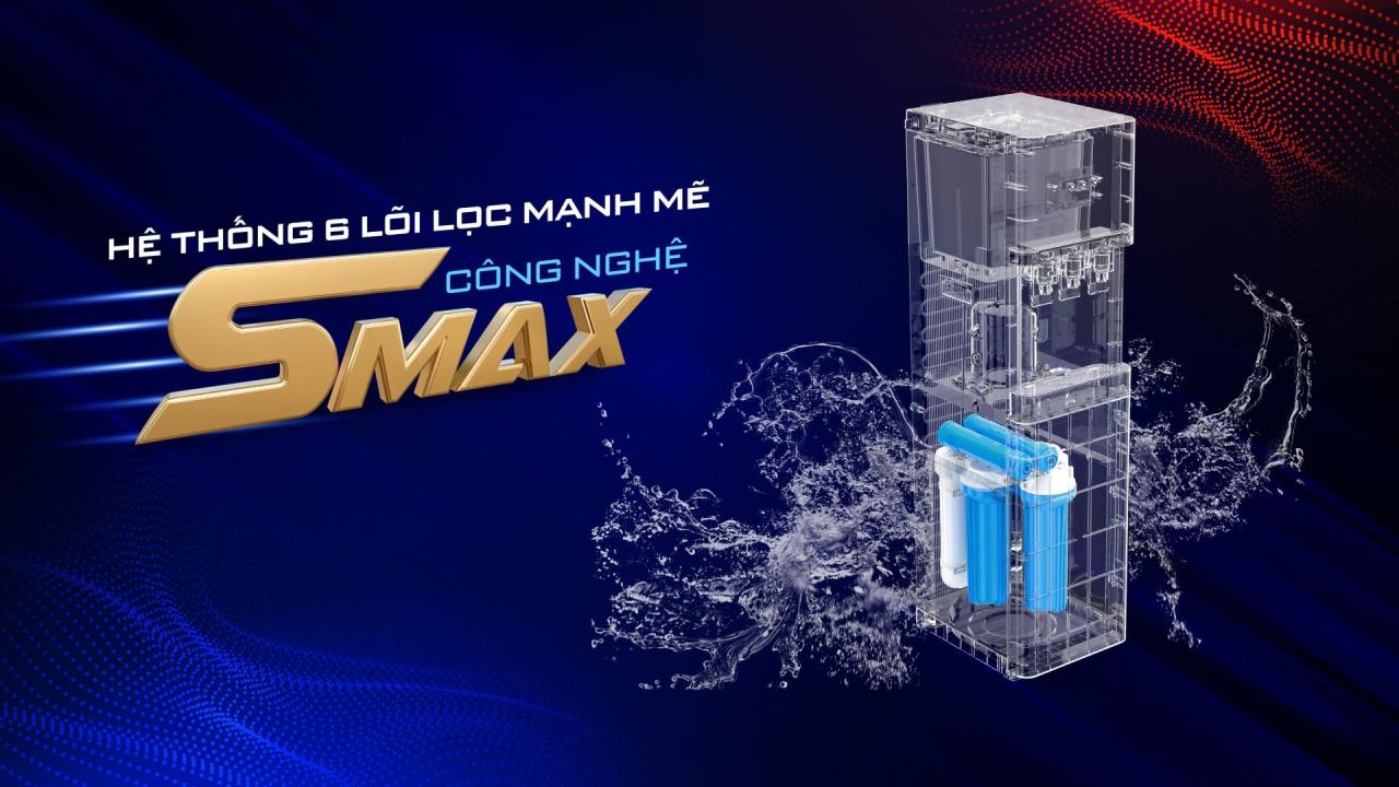 Hệ thống 6 lõi lọc mạnh mẽ công ghệ Smax Hệ thống 6 lõi lọc mạnh mẽ công ghệ Smax