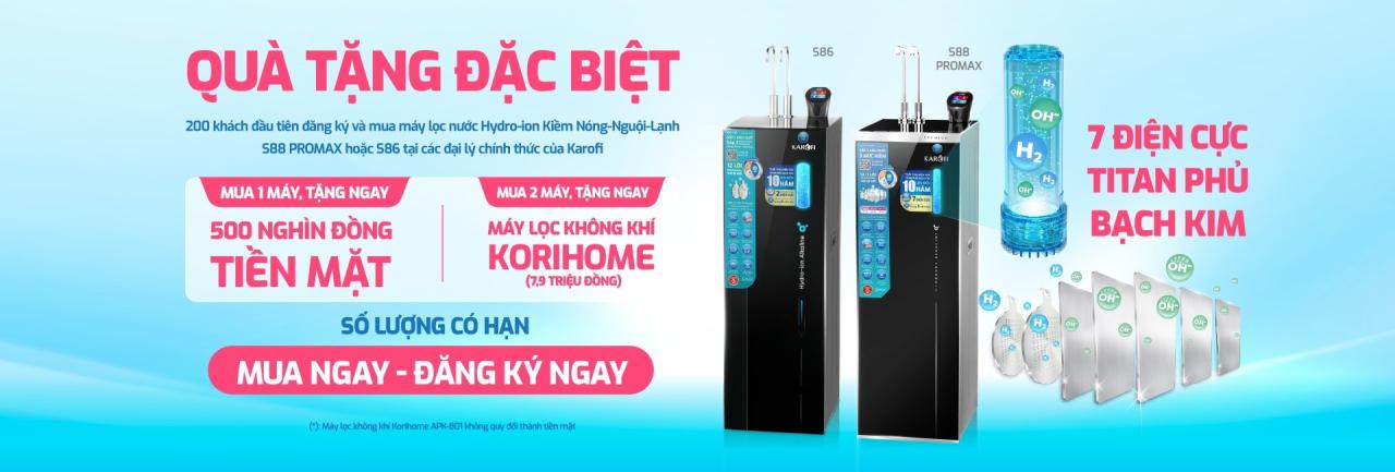 Máy lọc nước nóng lạnh Hydro-ion kiềm Karofi KAE-S86