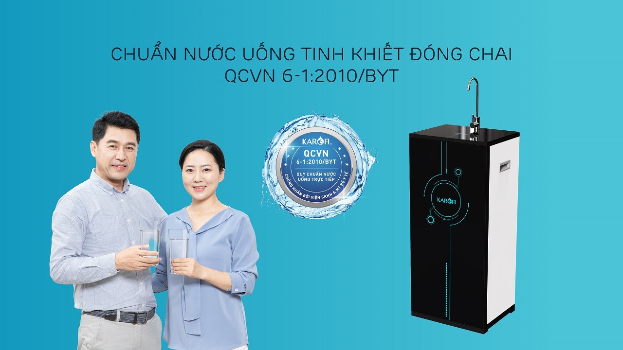 Máy lọc nước Karofi ERO100V - Đạt chuẩn nước uống tinh khiết đóng chai QCVN 6-1:2010/BYT Máy lọc nước Karofi ERO100V - Đạt chuẩn nước uống tinh khiết đóng chai QCVN 6-1:2010/BYT
