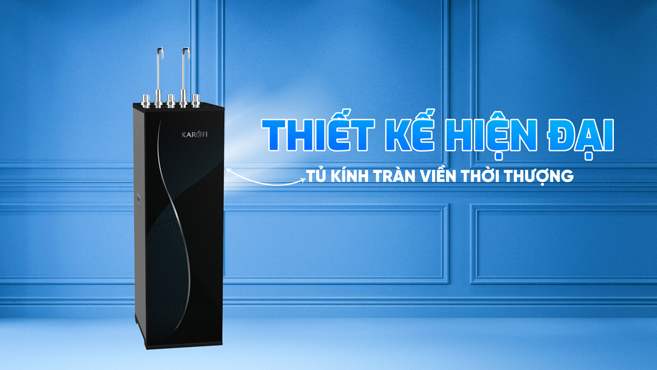 Máy lọc nước nóng lạnh Karofi KAD- D69 Thiết kế hiện đại tử kính tràn viền thời thượng