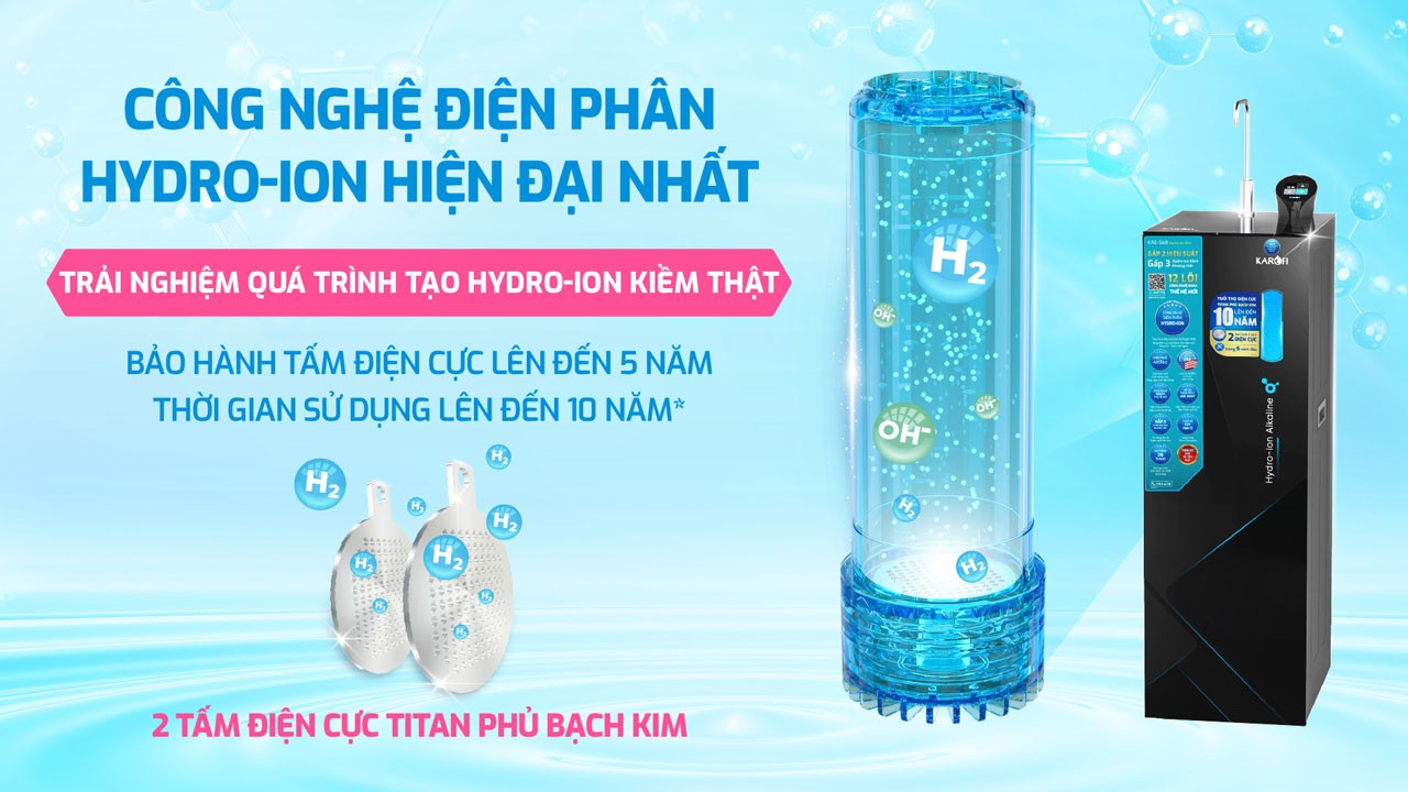 Công nghệ điện phân Hydro-ion với điện cực Titanium mạ Bạch Kim