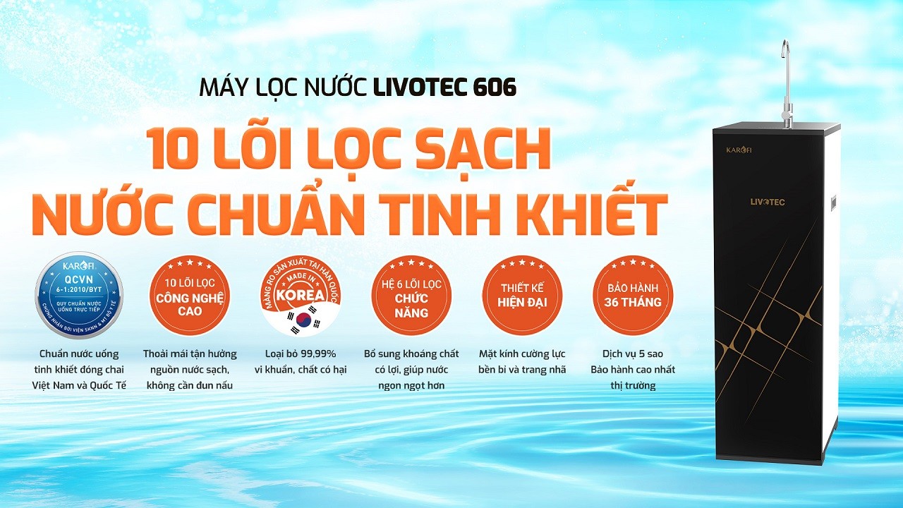 Máy loc nước Livotec 606 - 10 lõi lọc sạch nước chuẩn tinh khiết Máy loc nước Livotec 606 - 10 lõi lọc sạch nước chuẩn tinh khiết