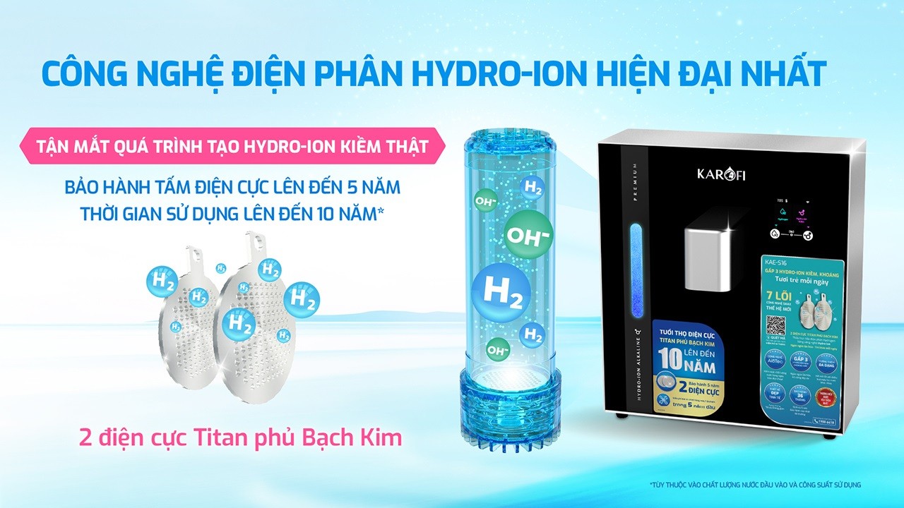 Công ngehe điện phân Hydrogen-Ion Kiềm hiện đại nhất