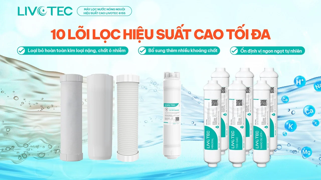 Máy lọc nước nóng lạnh Karofi Livotec 616 Hệ thống lọc Livotec