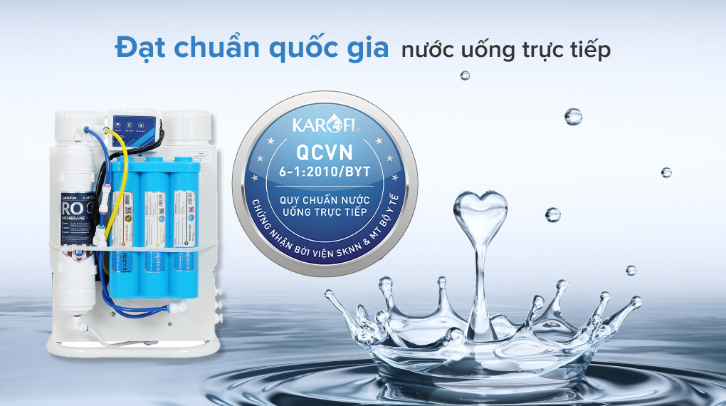 Đạt chuẩn quốc gia nước uống trực tiếp - Máy lọc nước không vỏ RO Karofi KAQ-U95 10 lõi
