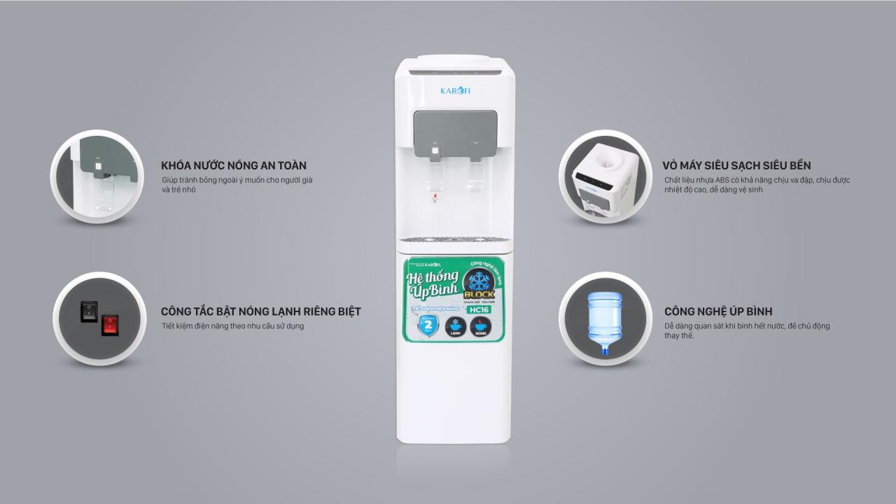 Cây nước nóng lạnh Karofi úp bình HC16 Cây nước nóng lạnh Karofi úp bình HC16