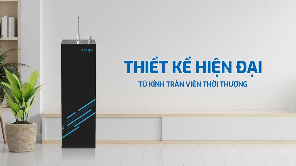 Máy lọc nước Karofi KAQ-D20 - Thiết kế hiện đại tủ kính tràn viên thời thượng