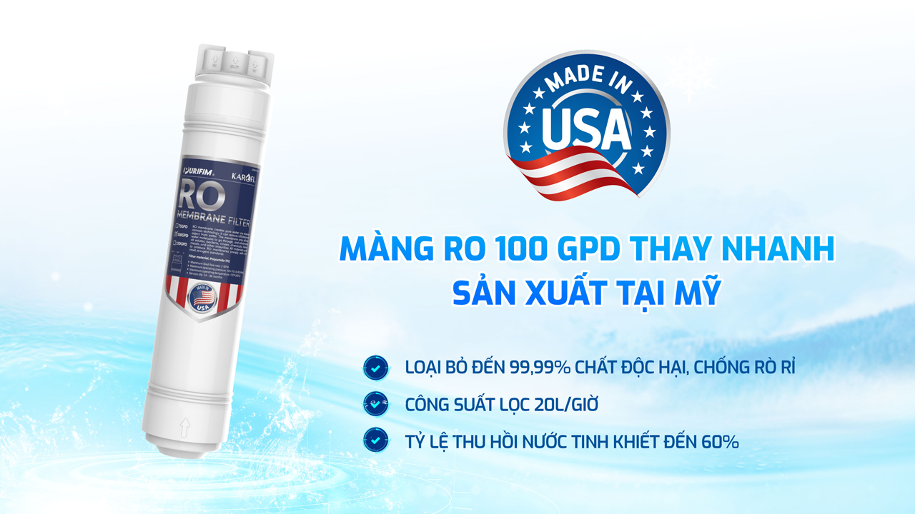 Màng RO 100 GPD thay lõi nhanh sản xuất tại Mỹ