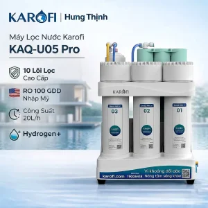 Máy lọc nước Karofi KAQ-U05 Pro 10 lõi RO 100 GPD công suất 20Lh Hydrogen chính hãng