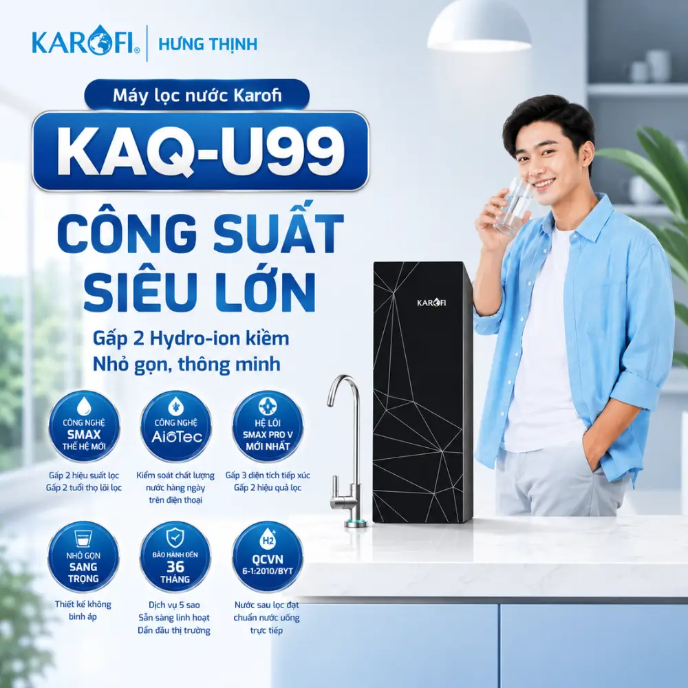Máy lọc nước Karofi KAQ-U99 công suất 85 L/h không bình áp