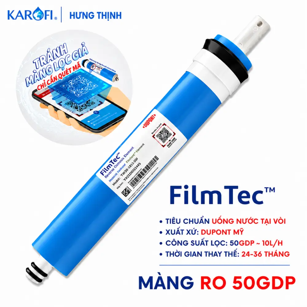 Màng RO DuPont FilmTec Màng lọc RO 50GPD Dupont Filmtec chính hãng - Karofi Hưng Thịnh