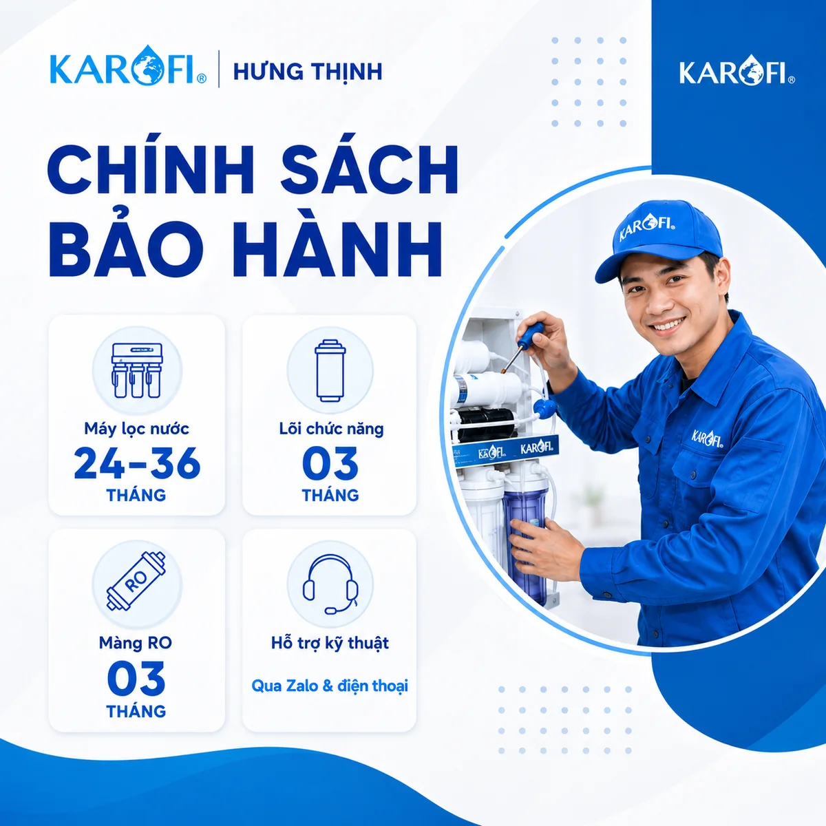 Chính sách bảo hành sản phẩm Karofi tại Karofi Hưng Thịnh