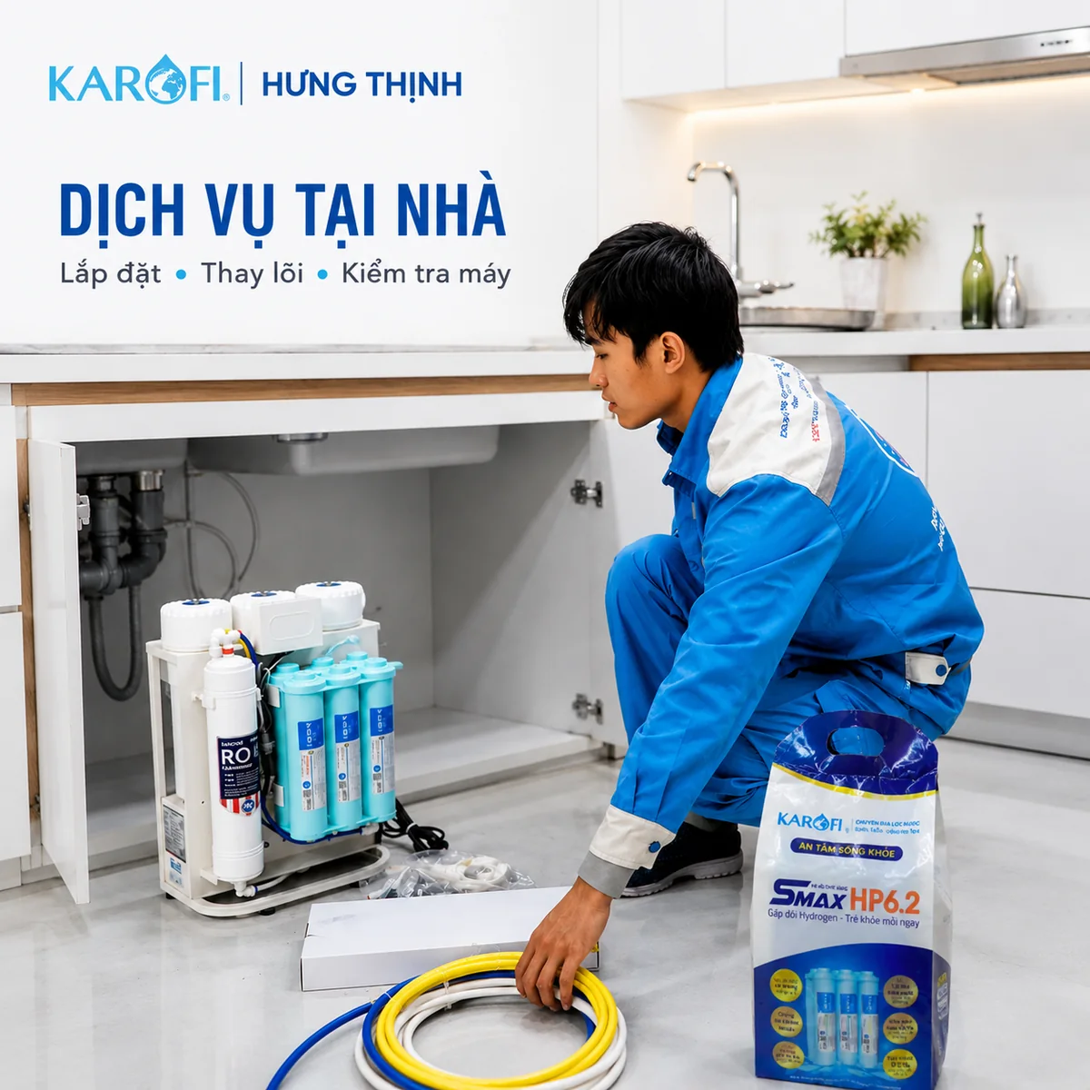 Dịch vụ thay lõi và lắp đặt máy lọc nước Karofi tại nhà