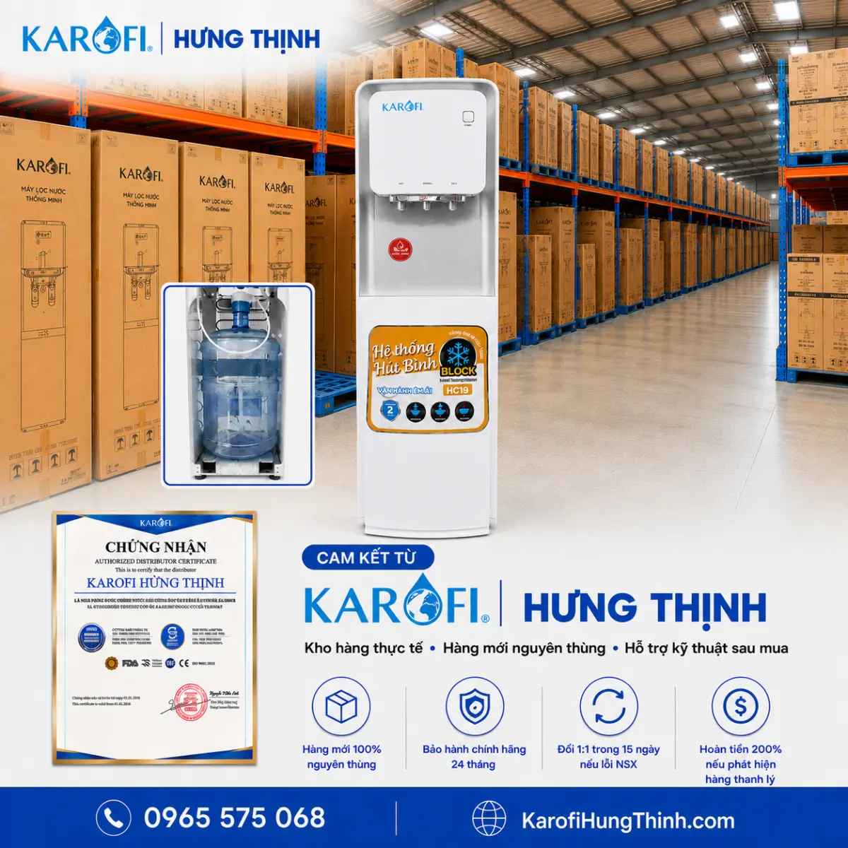 Kho hàng cây nước nóng lạnh Karofi HC19 chính hãng tại Hưng Thịnh