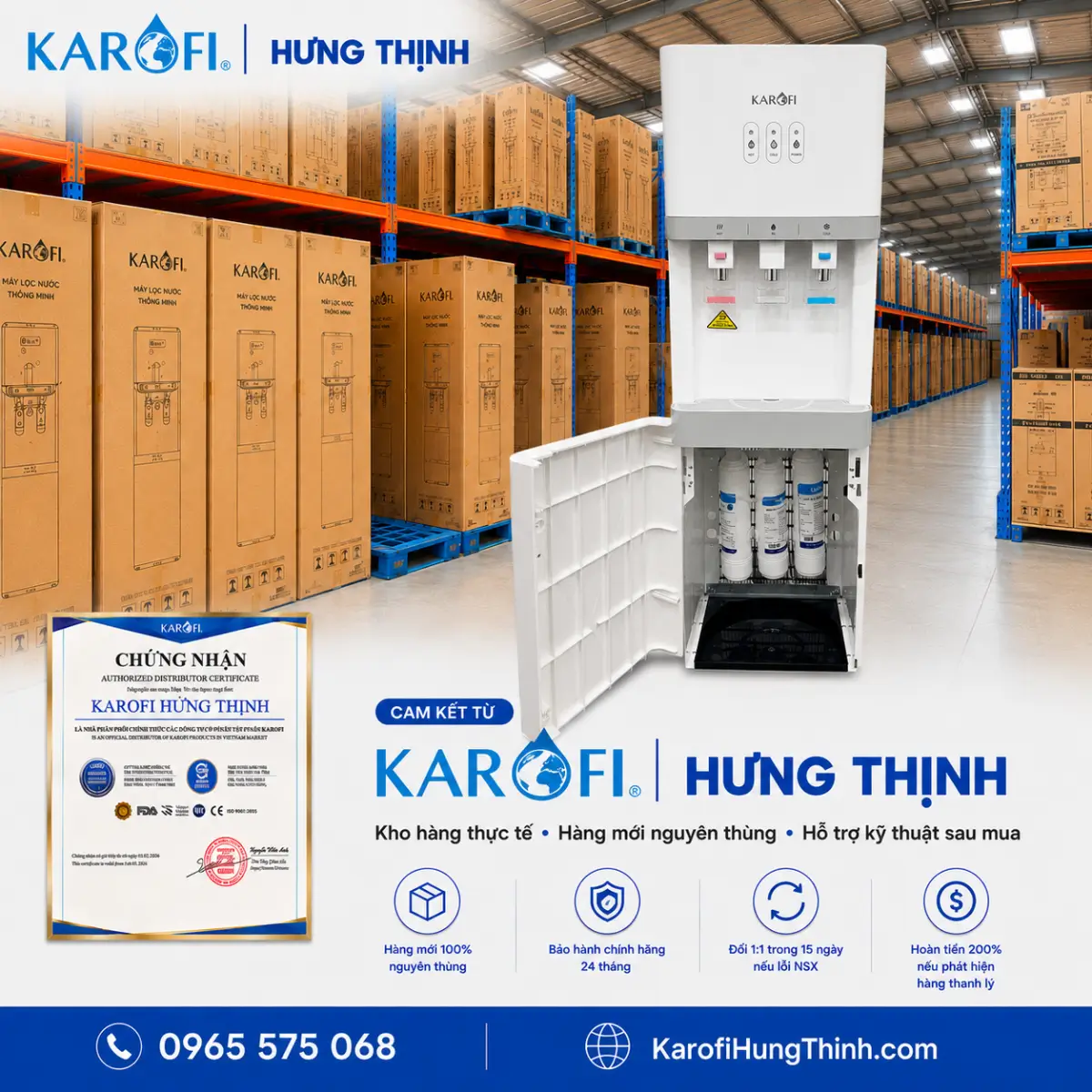 Kho hàng cây nước nóng lạnh Karofi HCV209 tại Hưng Thịnh