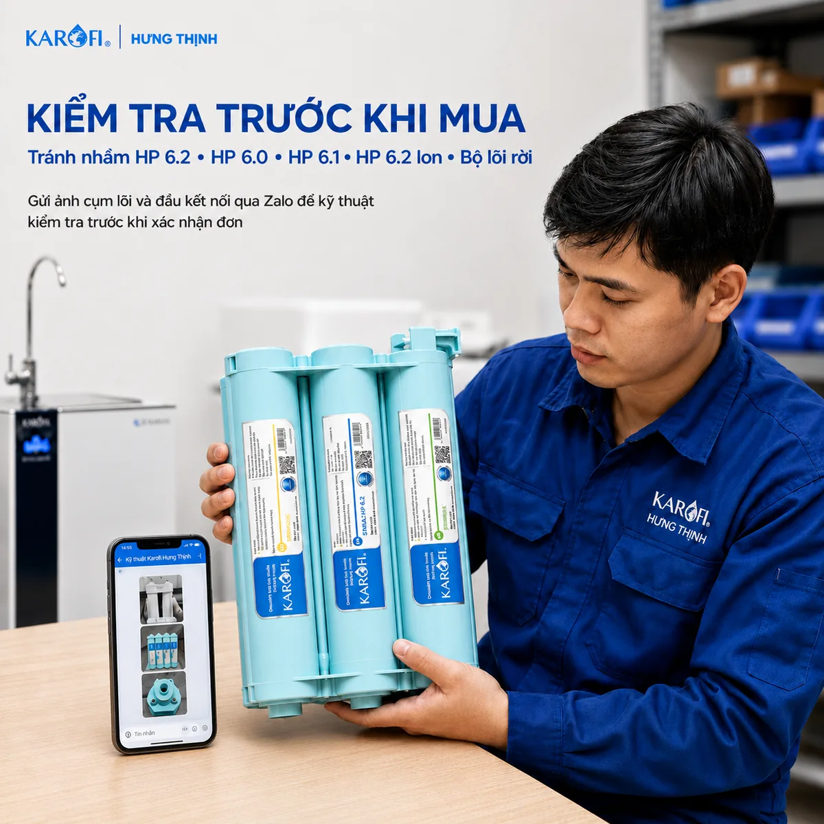 Bộ Lõi Chức Năng Karofi Smax HP 6.2 Kiểm tra Cụm lõi Karofi Smax HP 6.2 và đầu kết nối trước khi đặt để tránh mua nhầm