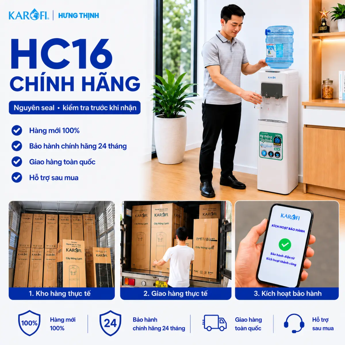 Lắp đặt thực tế cây nước nóng lạnh Karofi HC16