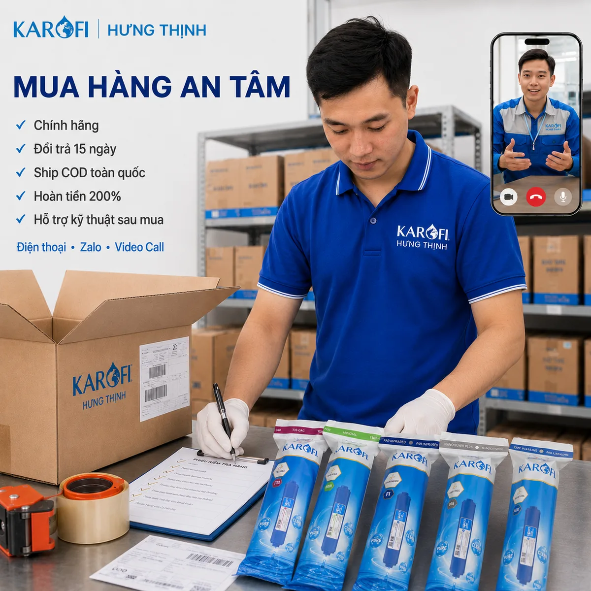Mua Bộ 5 lõi chức năng Karofi tại Hưng Thịnh có kiểm tra trước và hỗ trợ kỹ thuật sau mua