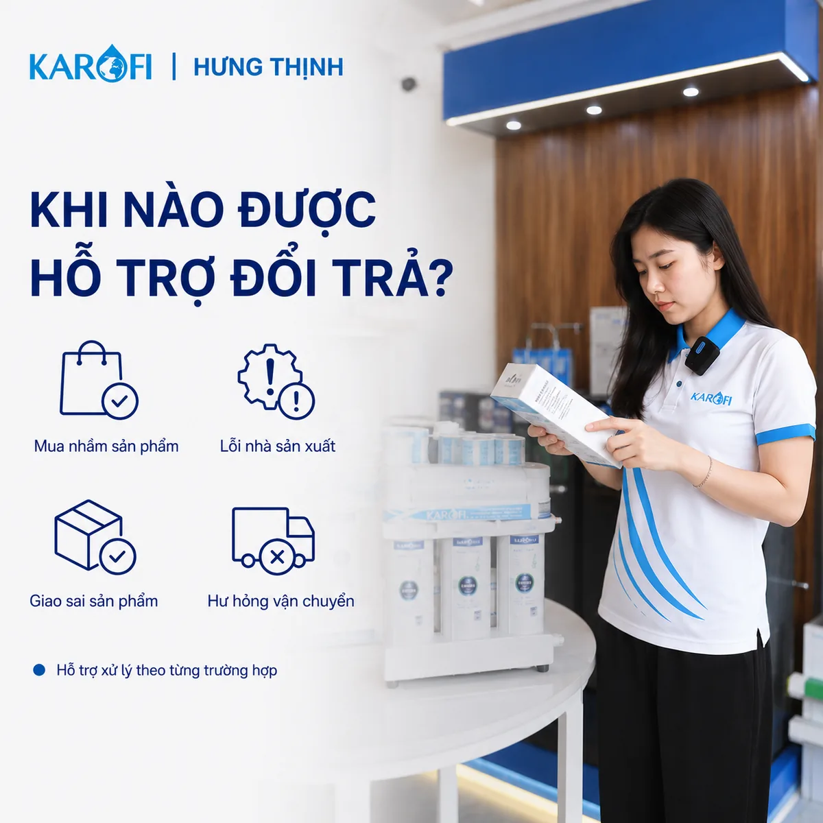 Quyền lợi mua hàng tại Karofi Hưng Thịnh đổi trả 15 ngày khi mua sản phẩm Karofi