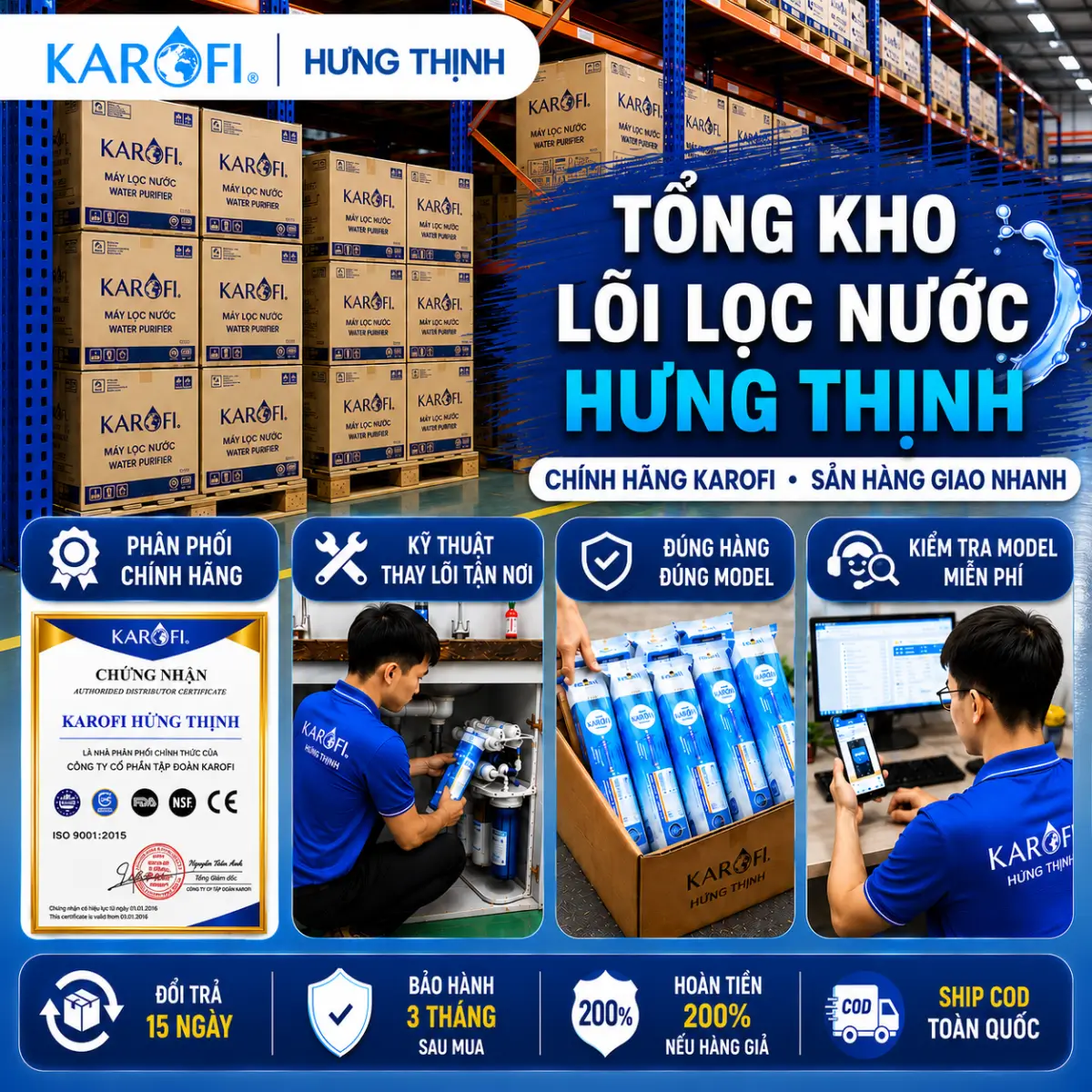 Cam kết hỗ trợ khách hàng Karofi Hưng Thịnh