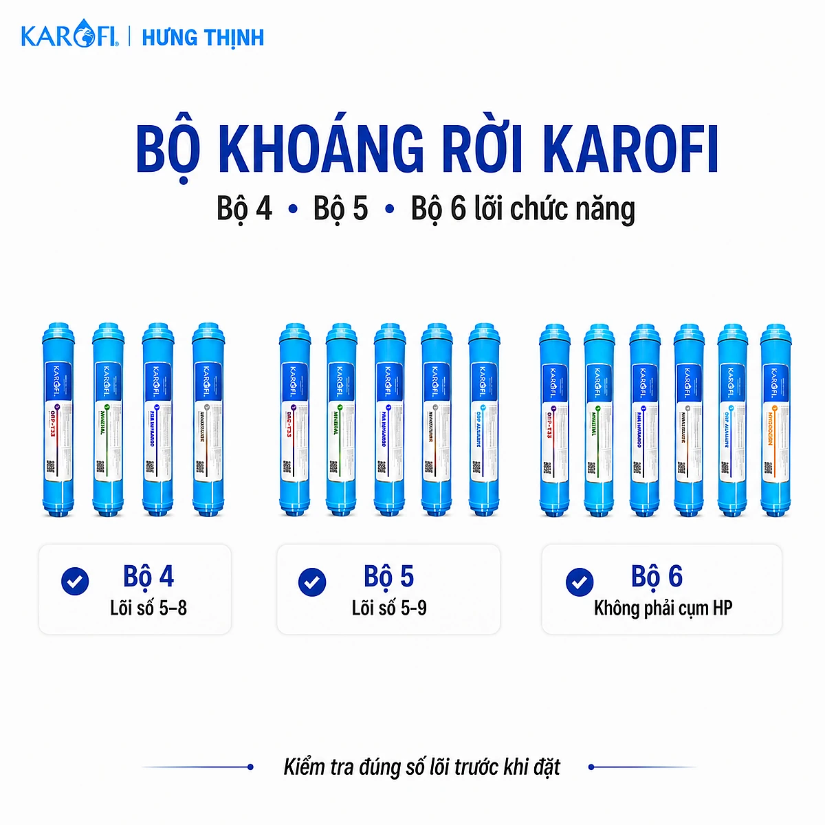 Bộ Lõi Chức Năng Karofi Bộ 4 lõi Bộ 5 lõi Bộ 6 lõi chức năng Karofi chính hãng dùng sau màng RO