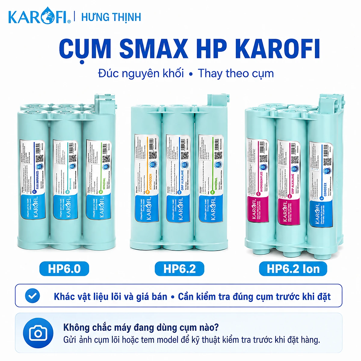 Bộ Lõi Chức Năng Karofi Các cụm lõi Karofi Smax HP6.0 HP6.2 và HP6.2 Ion cần thay đúng đời cụm