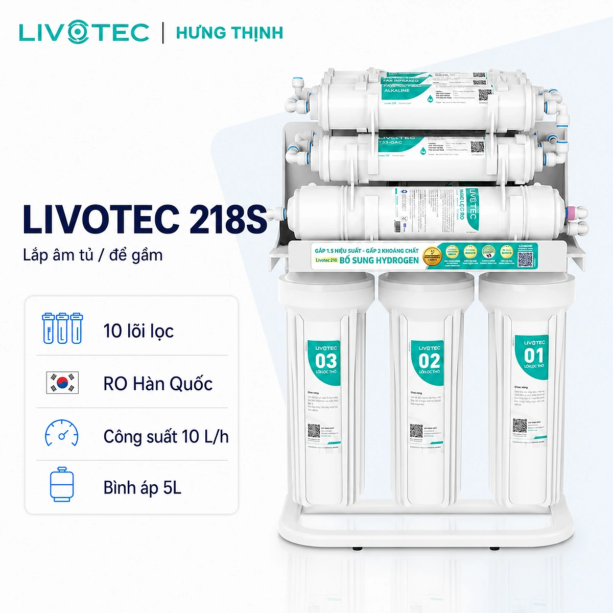 Máy lọc nước Karofi Livotec 218S RO nước nguội 10 L/h không vỏ tủ.