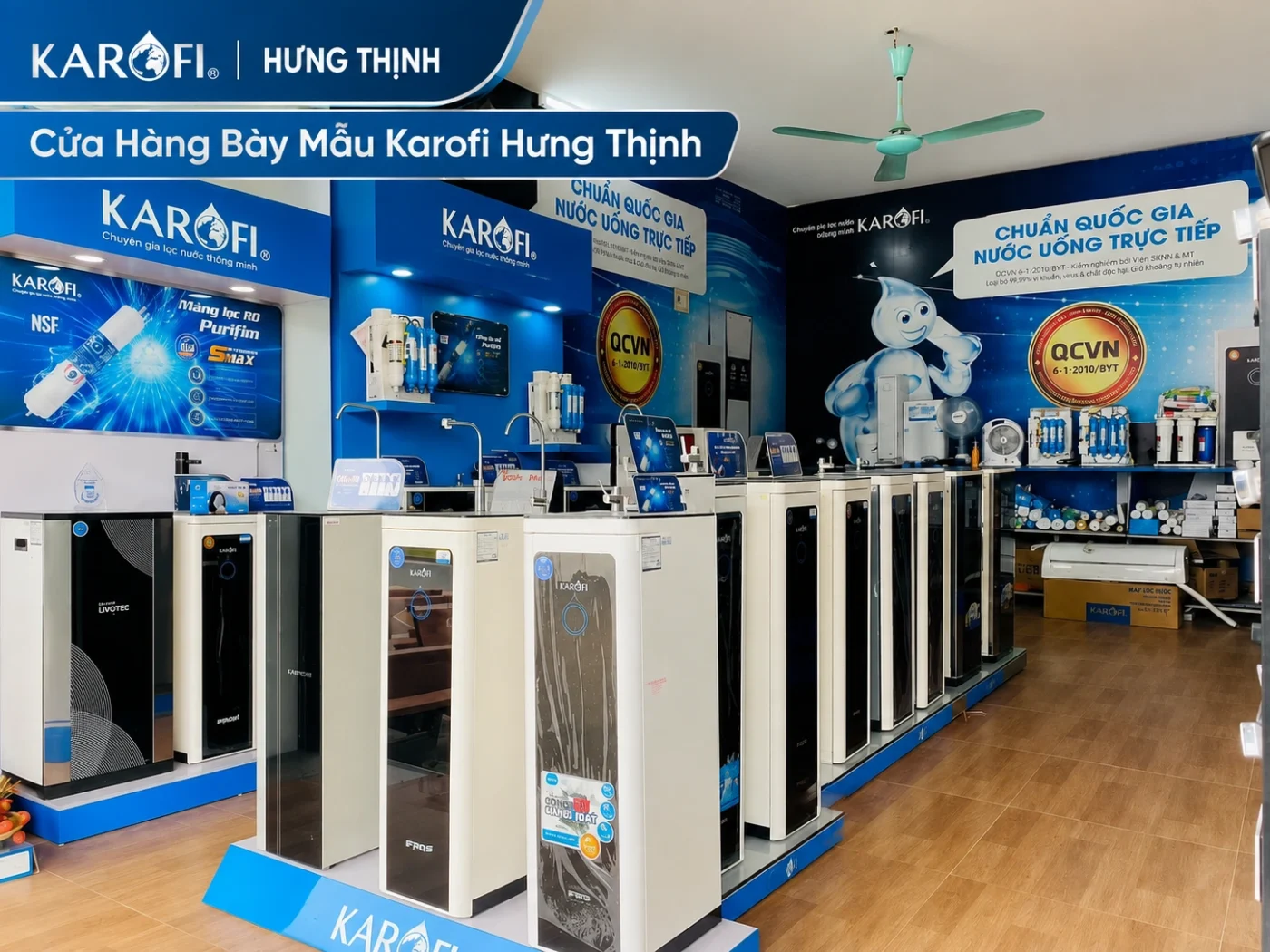 Không gian trưng bày sản phẩm Karofi tại Hưng Thịnh