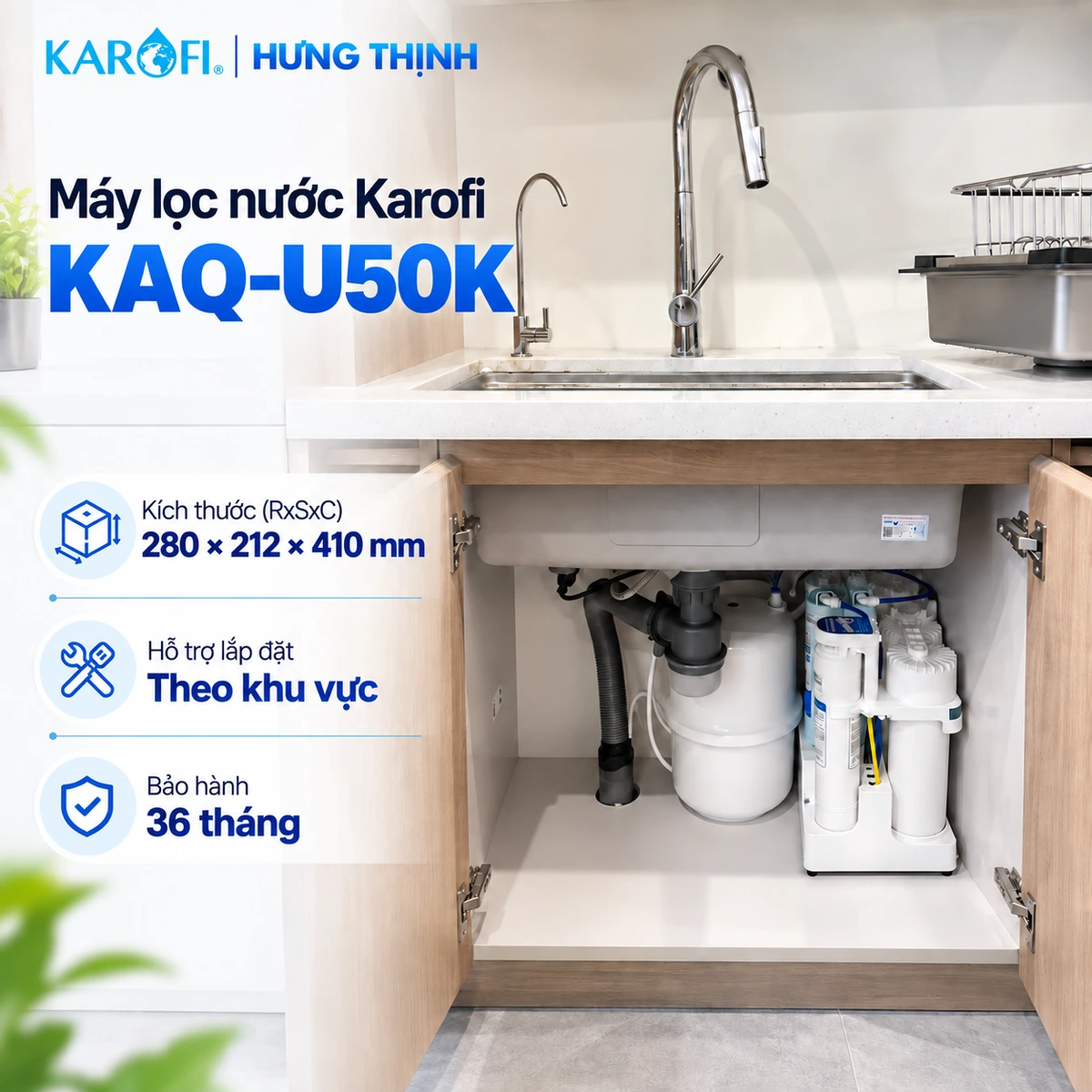 Máy Lọc Nước Karofi KAQ-U50K Lap Dat Karofi Kaq U50k