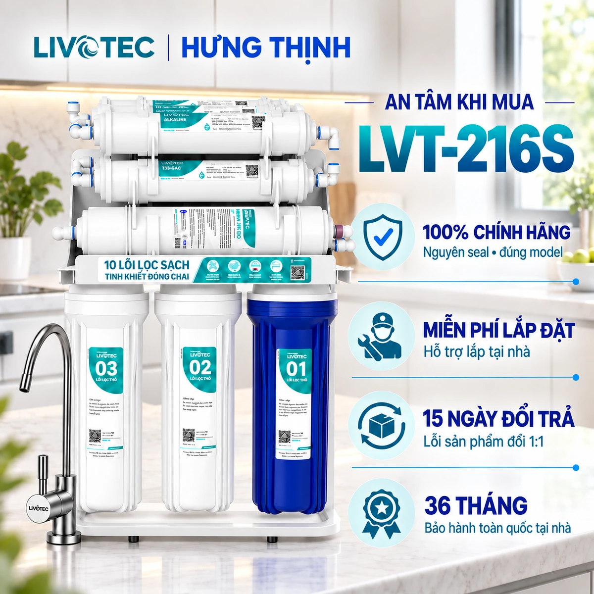 Máy Lọc Nước Livotec 216S Quyền lợi mua máy Livotec 216S tại Hưng Thịnh